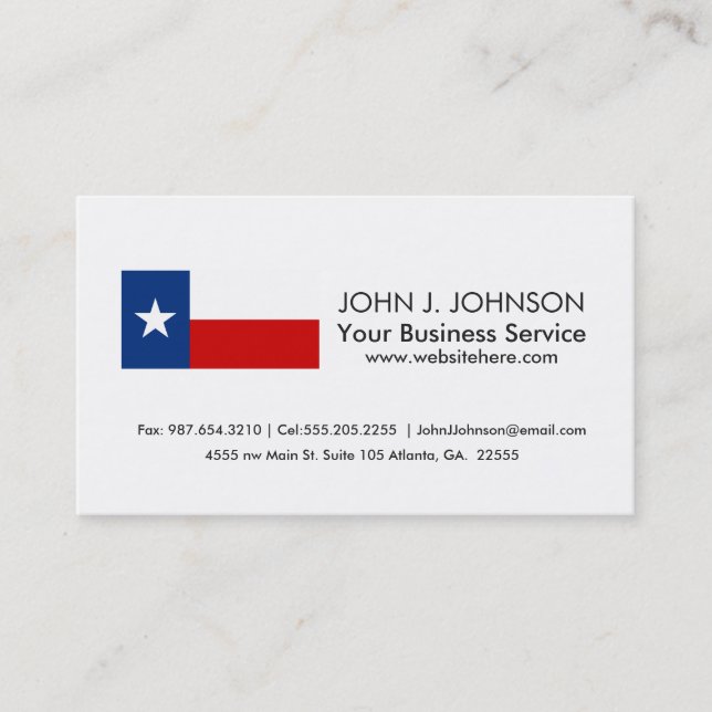 Classic Texas State Flag Business Card (Front)