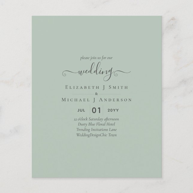 Classic TEXT ONLY Minimalist BUDGET WEDDING Flyer (Front)