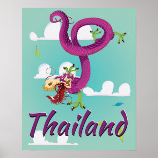 Classic Thailand Dragon Vintage Travel Poster