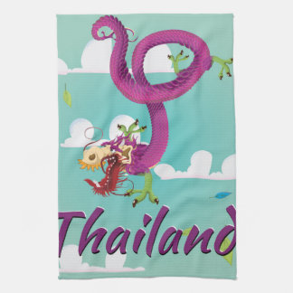 Classic Thailand Dragon Vintage Travel Poster Tea Towel