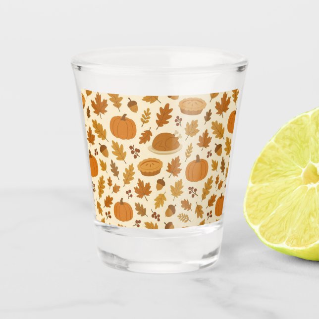 Classic Thanksgiving patterned  Shot Glass (Front)