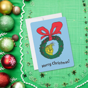 Classic The Grinch   Christmas Wreath Holiday Card