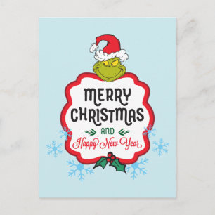 Classic The Grinch   Merry Christmas & Happy New Y Holiday Postcard