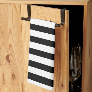 Classic Thick Modern Black & White Striped Tea Towel