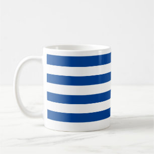 Classic Thick Navy Blue & White Horizontal Striped Coffee Mug
