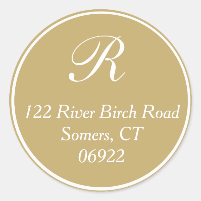 Classic Thin Border Monogram Address Seal in Gold (Front)