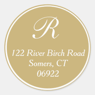 Classic Thin Border Monogram Address Seal in Gold