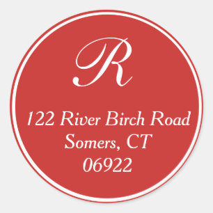 Classic Thin Border Monogram Address Seal in Red