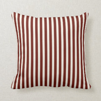 Classic Thin Stripes in Brick Red and Cream Cushion