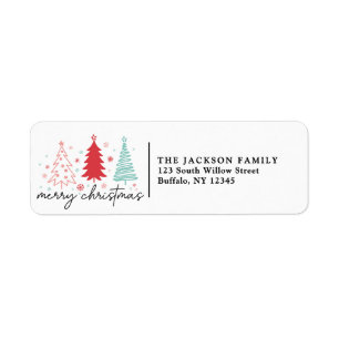 Classic Three Christmas Tree Return Address Label
