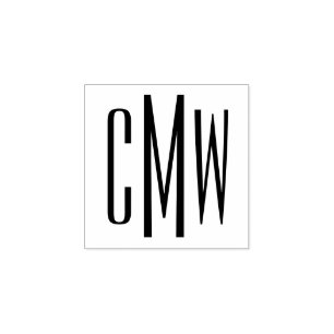 Classic Three Letter Monogram Initials Simple Chic Rubber Stamp