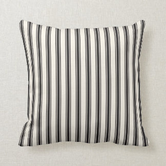 Classic Ticking Stripe Pattern Black and Cream Cushion