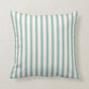 Classic Ticking Stripe Pattern Green and Cream Cushion