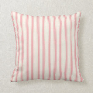 Classic Ticking Stripe Pattern Pink and Cream Cushion