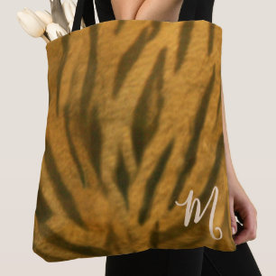 Classic Tiger Print Custom Monogram Tote Bag