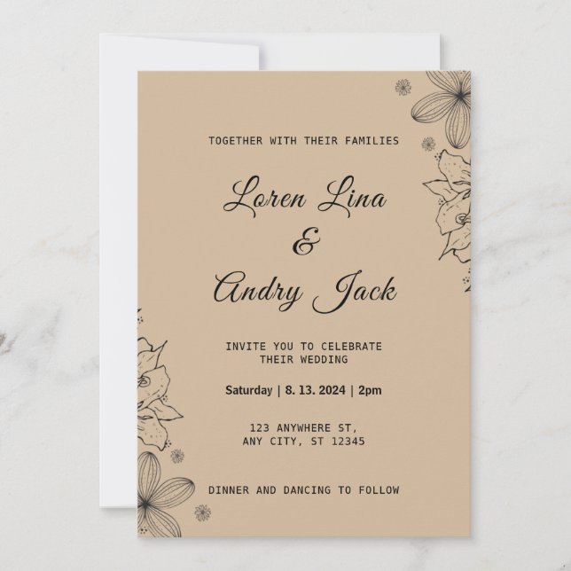 Classic & Timeless Brown Beige Vintage Texture Invitation (Front)