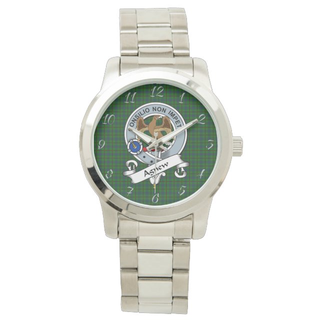 Classic Timeless Clan Agnew Hunting Old Tartan Pla Watch (Front)