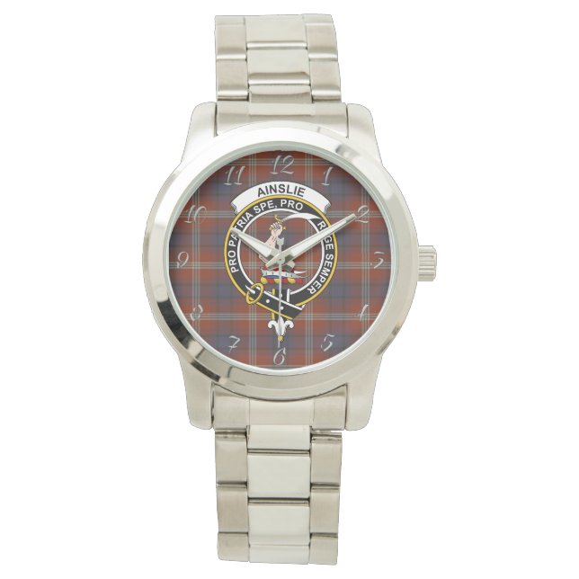 Classic Timeless Clan Ainslie Tartan Plaid Gift Watch (Front)