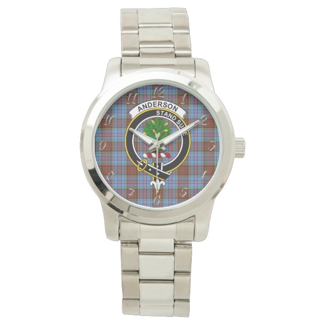 Classic Timeless Clan Anderson Modern Tartan Plaid Watch (Front)
