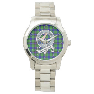 Classic Timeless Clan Armstrong Badge Tartan Plaid Watch