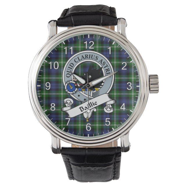 Classic Timeless Clan Baillie Badge Tartan Plaid Watch (Front)