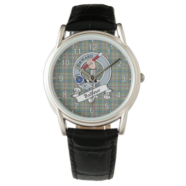 Classic Timeless Clan Balfour Badge Tartan Plaid Watch (Front)