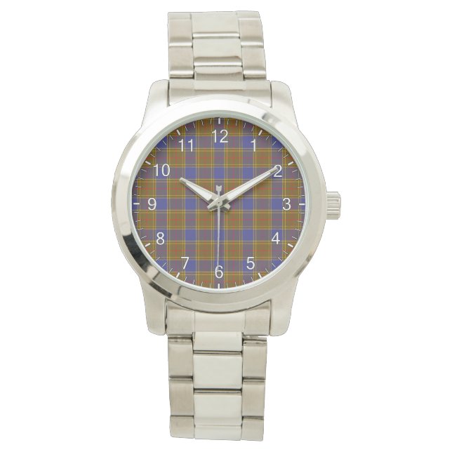 Classic Timeless Clan Balfour Modern Tartan Plaid Watch (Front)