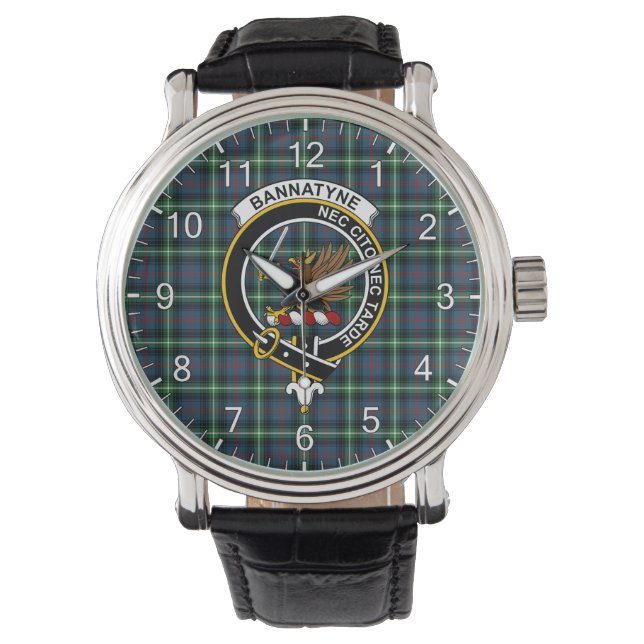 Classic Timeless Clan Bannatyne Tartan Badge Plaid Watch (Front)
