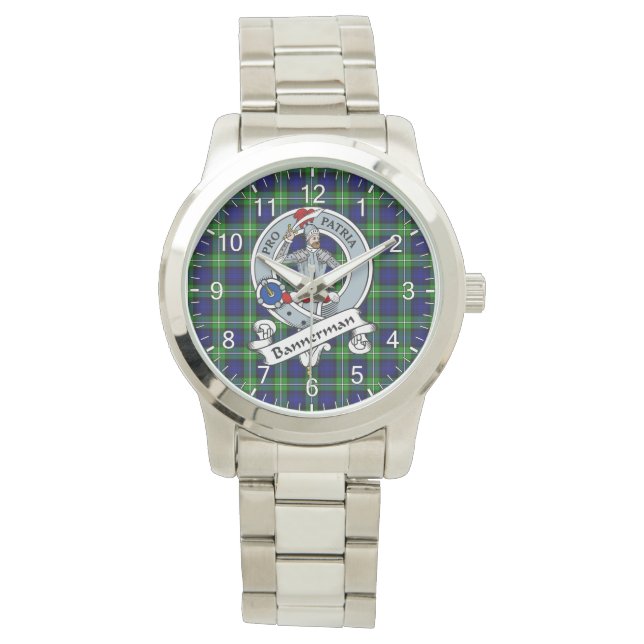 Classic Timeless Clan Bannerman Badge Tartan Plaid Watch (Front)
