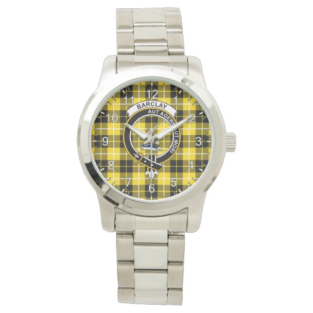 Classic Timeless Clan Barclay Tartan Badge Plaid Watch (Front)