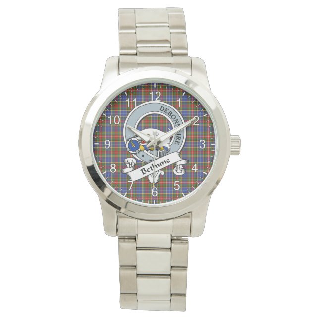 Classic Timeless Clan Bethune Badge Tartan Plaid Watch (Front)