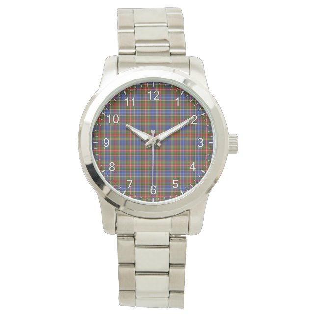 Classic Timeless Clan Bethune Tartan Plaid Gift Watch (Front)