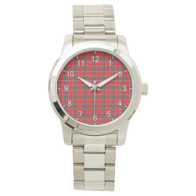 Classic Timeless Clan Binning Tartan Plaid Gift Watch (Front)