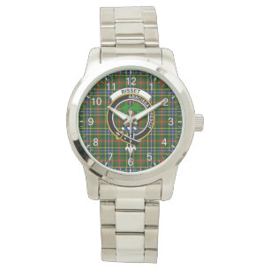 Classic Timeless Clan Bisset Tartan Badge Plaid Watch