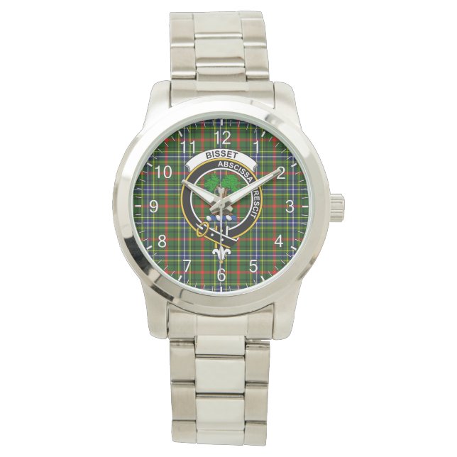 Classic Timeless Clan Bisset Tartan Badge Plaid Watch (Front)