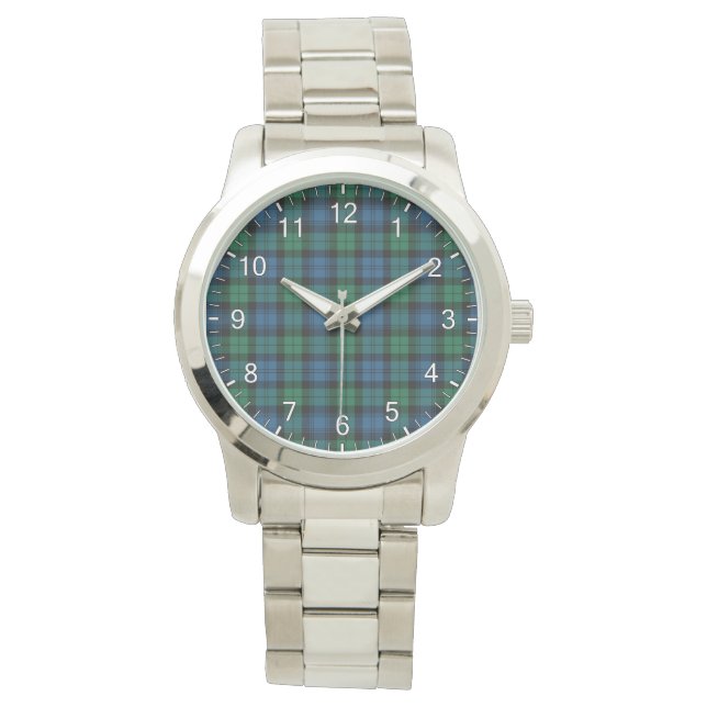 Classic Timeless Clan Blackwatch Ancient Tartan Watch (Front)