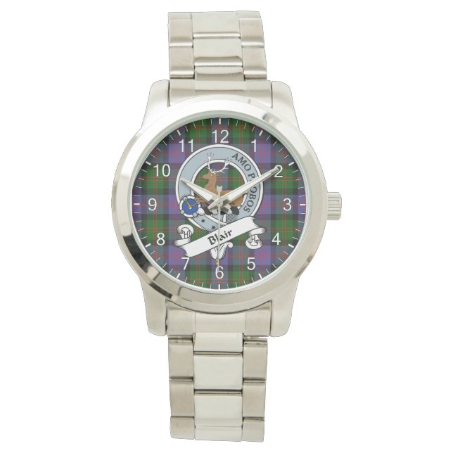 Classic Timeless Clan Blair Tartan Badge Plaid Gif Watch (Front)