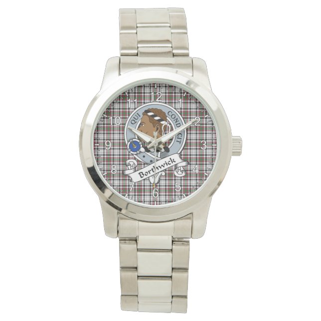 Classic Timeless Clan Borthwick Badge Tartan Plaid Watch (Front)