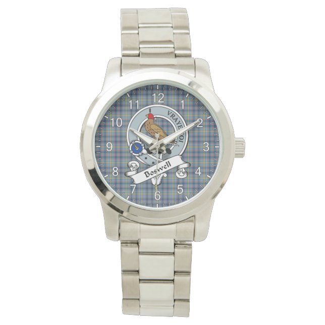 Classic Timeless Clan Boswell Badge Tartan Plaid Watch (Front)