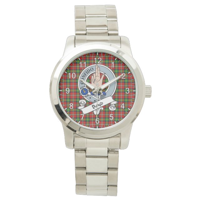 Classic Timeless Clan Boyd Badge Tartan Plaid Gift Watch (Front)