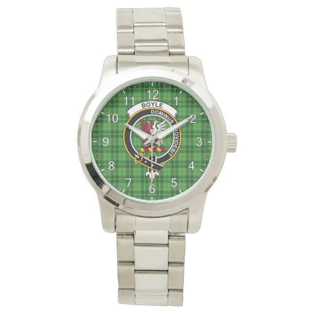 Classic Timeless Clan Boyle Tartan Badge Plaid Gif Watch (Front)
