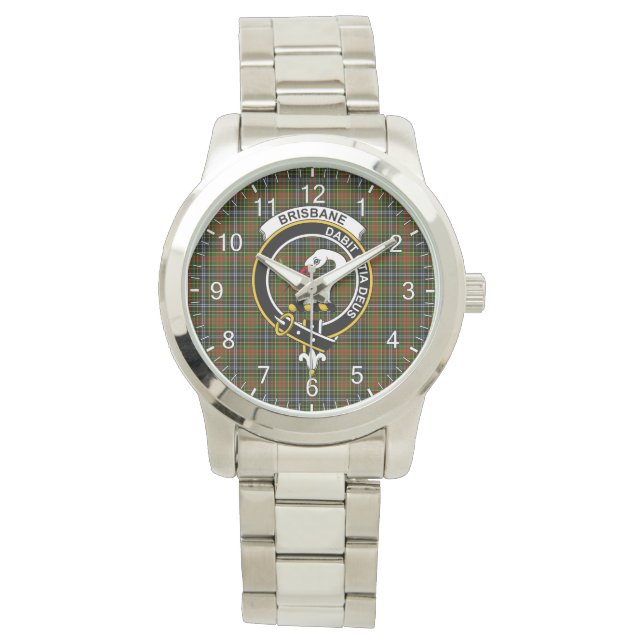 Classic Timeless Clan Brisbane Tartan Badge Plaid  Watch (Front)