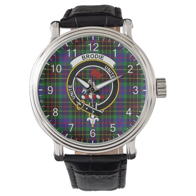 Classic Timeless Clan Brodie Hunting Tartan Badge  Watch (Front)