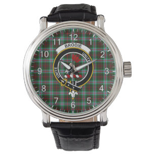 Classic Timeless Clan Brodie Tartan Badge Plaid Watch