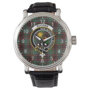 Classic Timeless Clan Buchan Ancient Tartan Badge Watch
