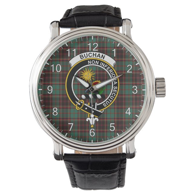 Classic Timeless Clan Buchan Ancient Tartan Badge  Watch (Front)