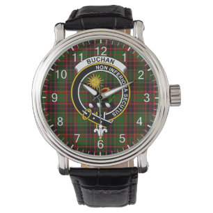 Classic Timeless Clan Buchan Tartan Badge Plaid Gi Watch