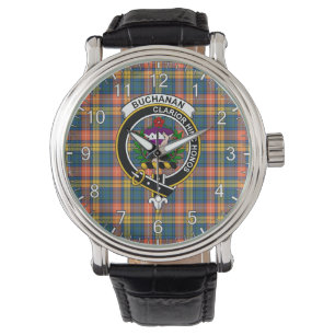 Classic Timeless Clan Buchanan Tartan Badge Plaid  Watch
