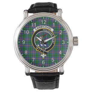 Classic Timeless Clan Carmichael Tartan Badge Plai Watch