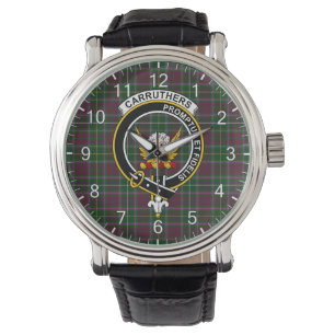 Classic Timeless Clan Carruthers Tartan Badge Plai Watch